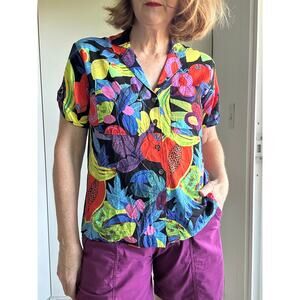 Anthropologie Blous Size XS NWT Art of Orane Sigal  Bonanza Surf button Down
